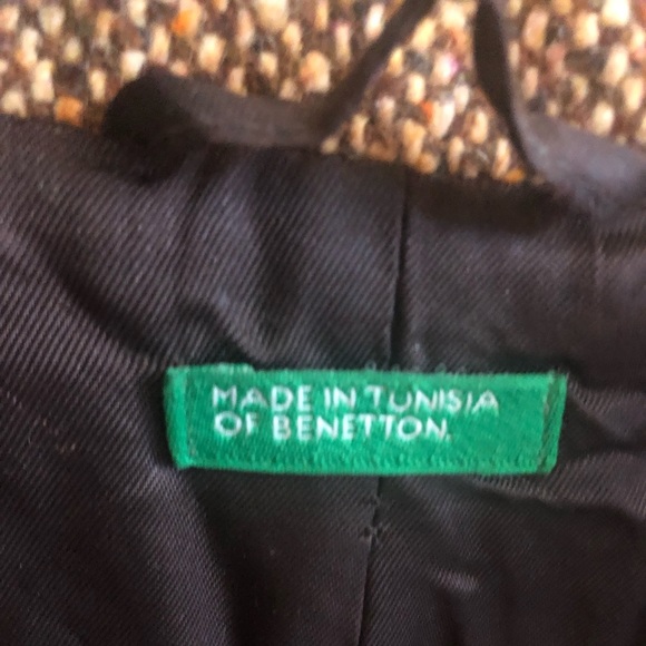 Vintage Tweed Benetton Topper Coat Sz 38 - Picture 3 of 6